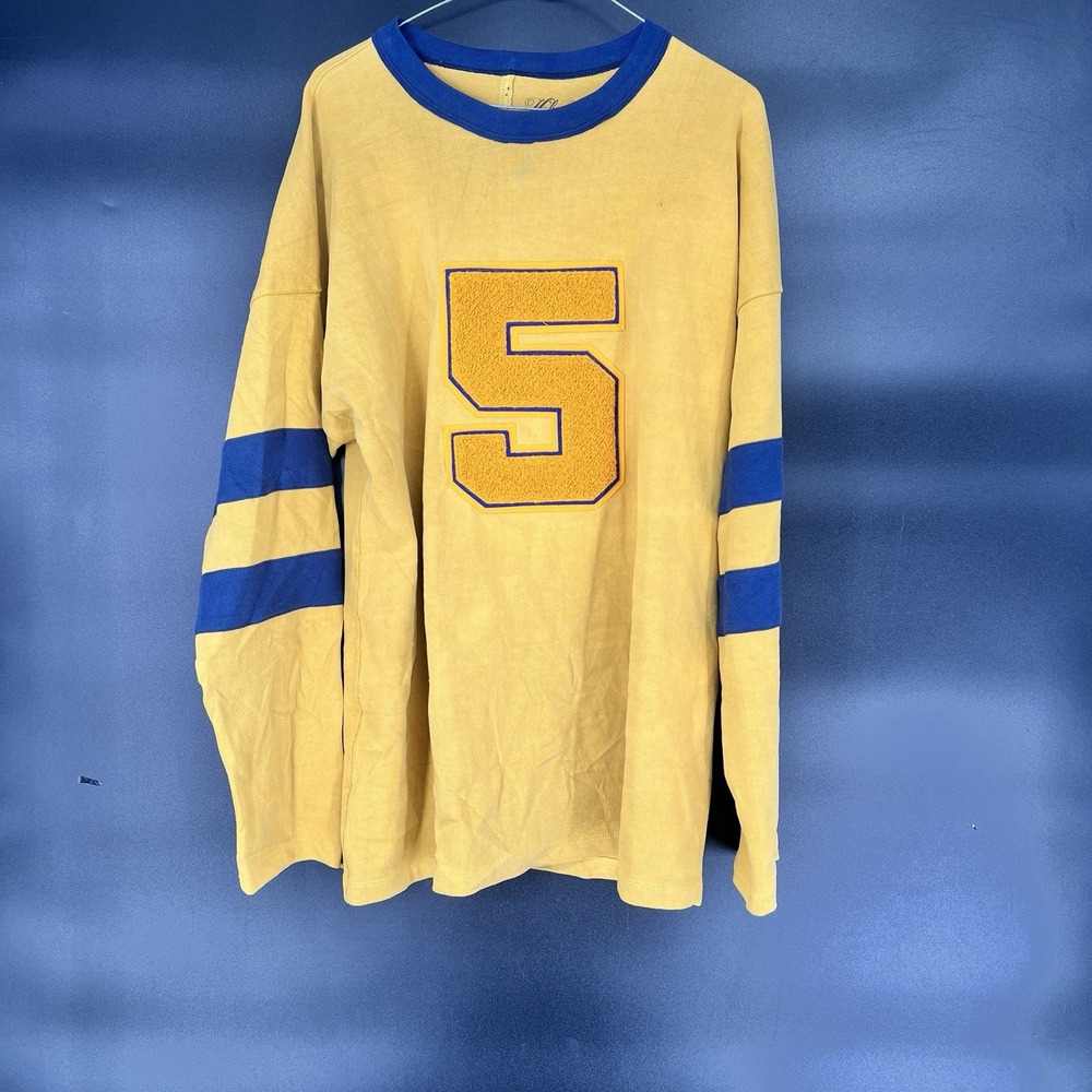 Midnight Rider x Free People Men's #5 Varsity Letter Sweater Yellow • USA • L